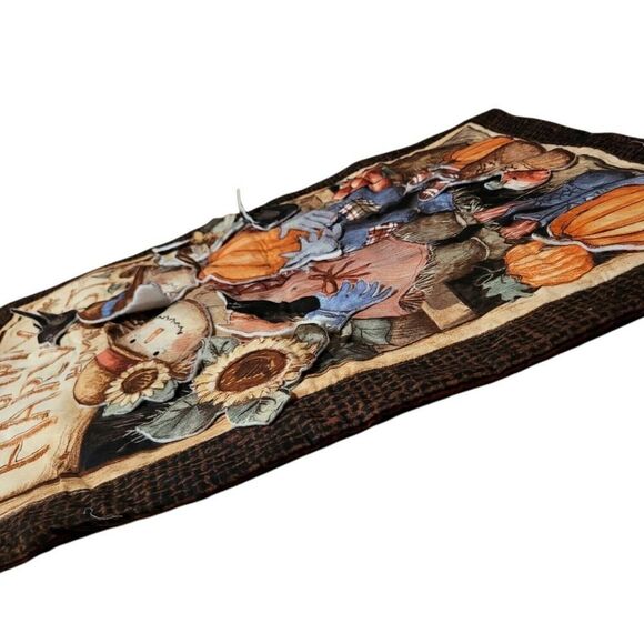 Happy Harvest Home Scarecrow Couple Pumpkins Wall Hanging Retired Susan Winget - Picture 3 of 4